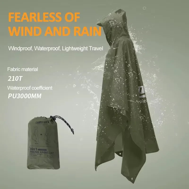 Outdoor 3-in-1 Hooded Raincoat