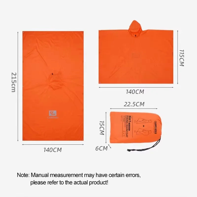 Outdoor 3-in-1 Hooded Raincoat