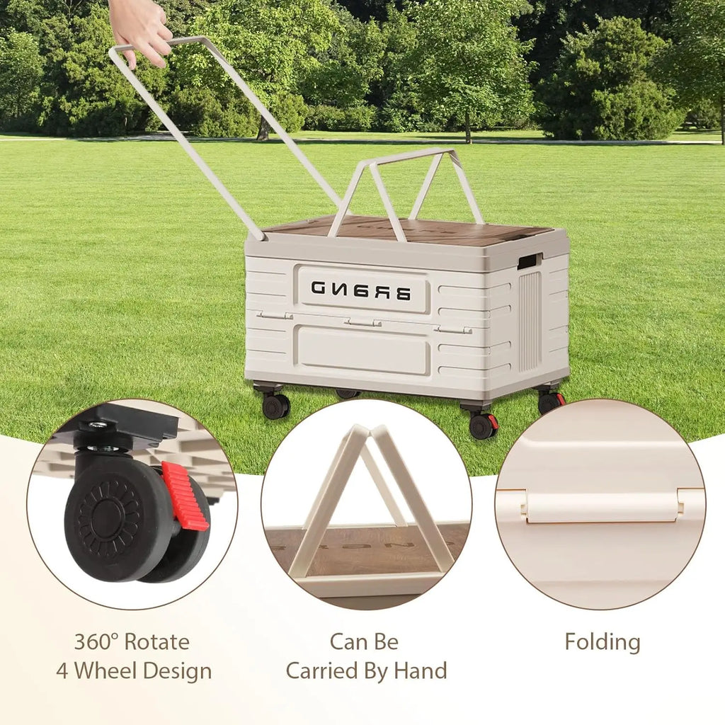 360° Rotating Foldable Storage Cart – Heavy-Duty Mobile Organizer with 4 Silent Wheels