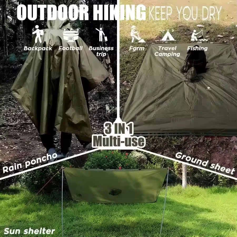Outdoor 3-in-1 Hooded Raincoat