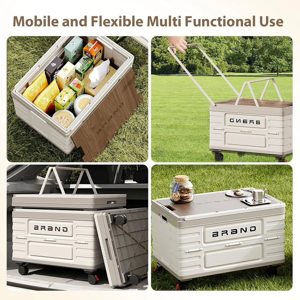 360° Rotating Foldable Storage Cart – Heavy-Duty Mobile Organizer with 4 Silent Wheels