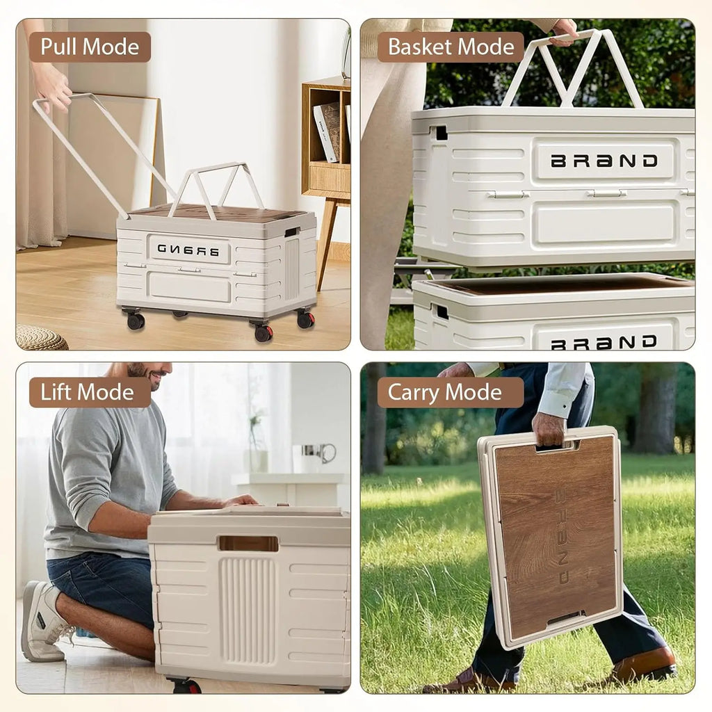360° Rotating Foldable Storage Cart – Heavy-Duty Mobile Organizer with 4 Silent Wheels