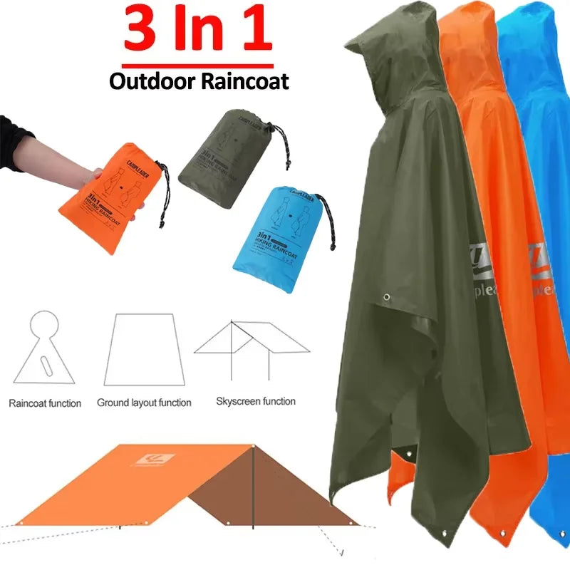 Outdoor 3-in-1 Hooded Raincoat