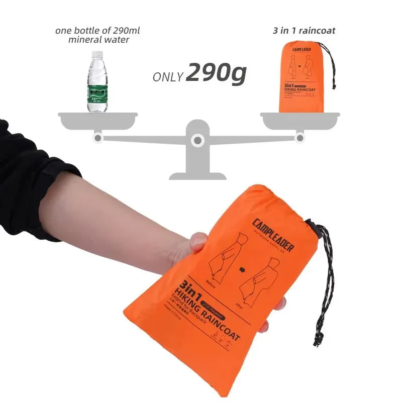 Outdoor 3-in-1 Hooded Raincoat