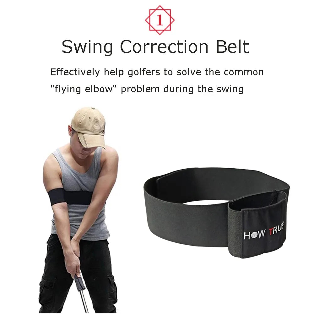 1Pcs Golf Swing Training Arm Band Golf Hand Posture Corrector Black Nylon Elastic Training Belt for Golf Practicing