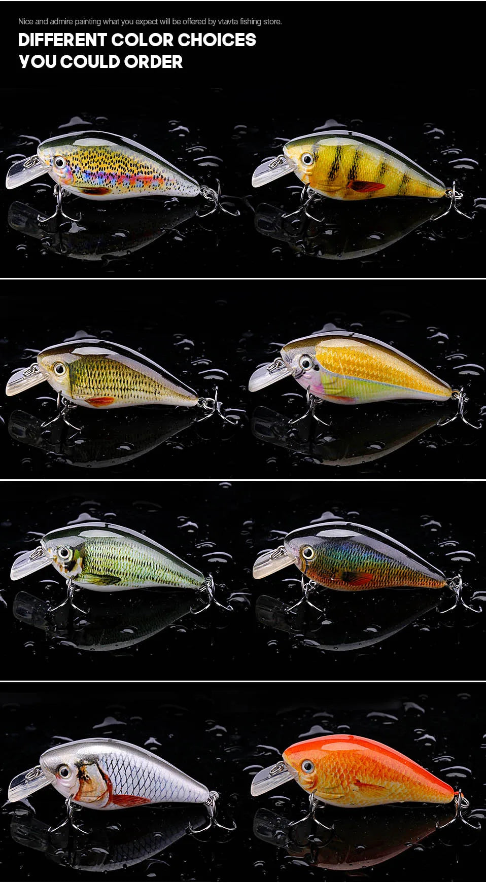 5cm/7cm Crankbaits Fishing Lure Floating Wobblers for Pike Black Minnow Lures for Fishing Artificial Bait Fishing Tackle