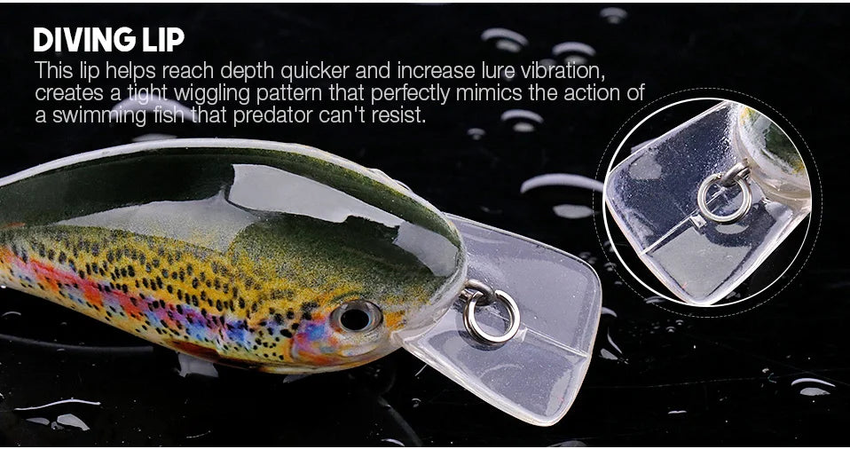 5cm/7cm Crankbaits Fishing Lure Floating Wobblers for Pike Black Minnow Lures for Fishing Artificial Bait Fishing Tackle