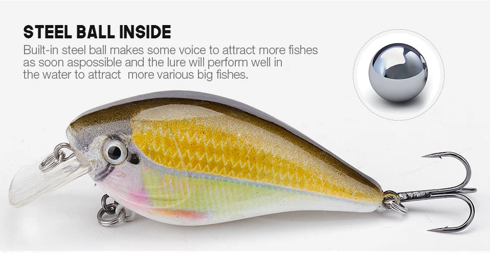 5cm/7cm Crankbaits Fishing Lure Floating Wobblers for Pike Black Minnow Lures for Fishing Artificial Bait Fishing Tackle