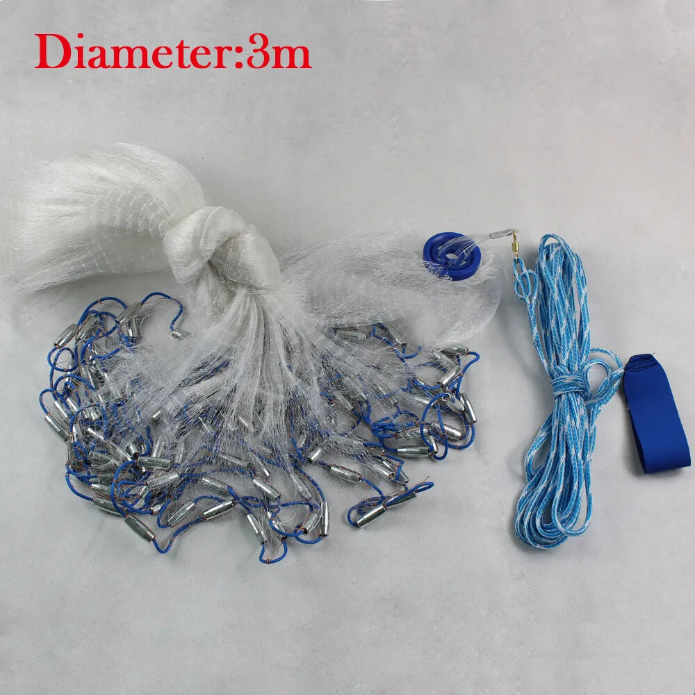 10FT Saltwater Fishing Cast Net For Bait Trap