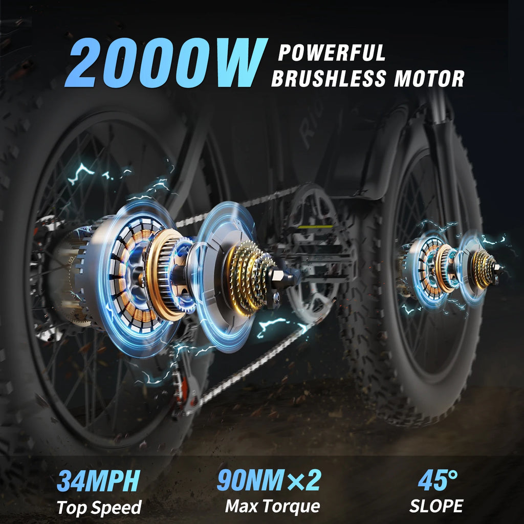 Electric Bicycle 2000W Dual Motor Fat Tire Electric Mountain Bike