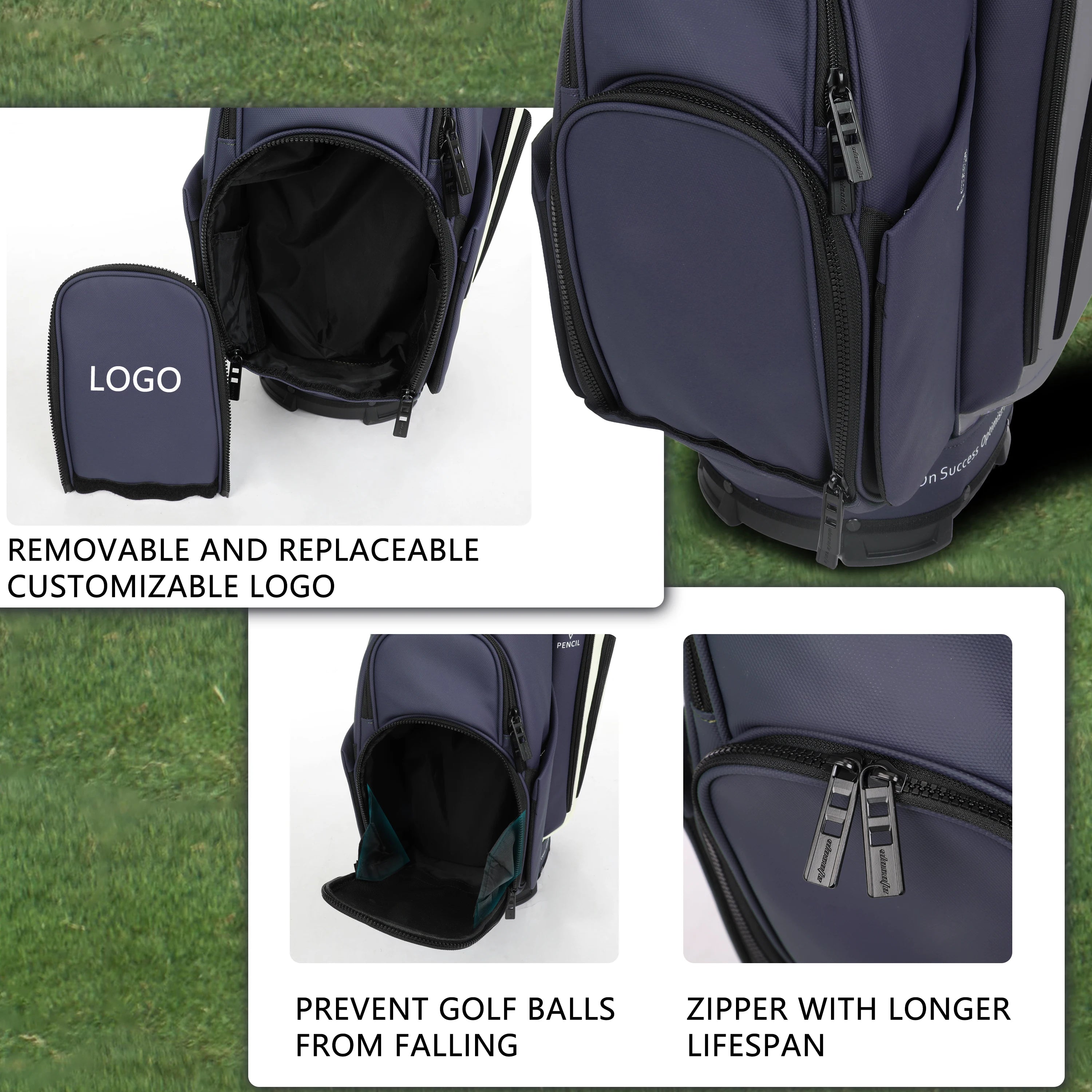 PU Leather Lightweight Men Women Blue White Black Green Golf Bag,Multiple 10 Pockets