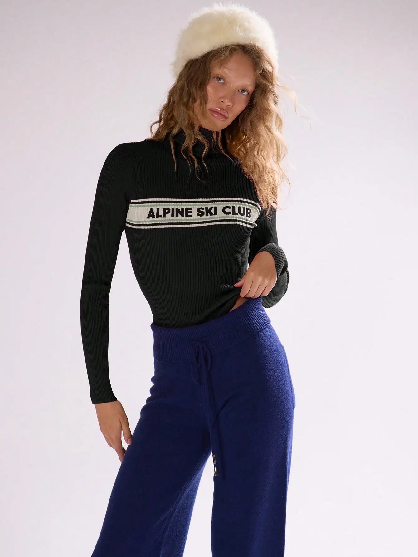 Red High Neck 'Alpine Ski Club' Knit Jumper