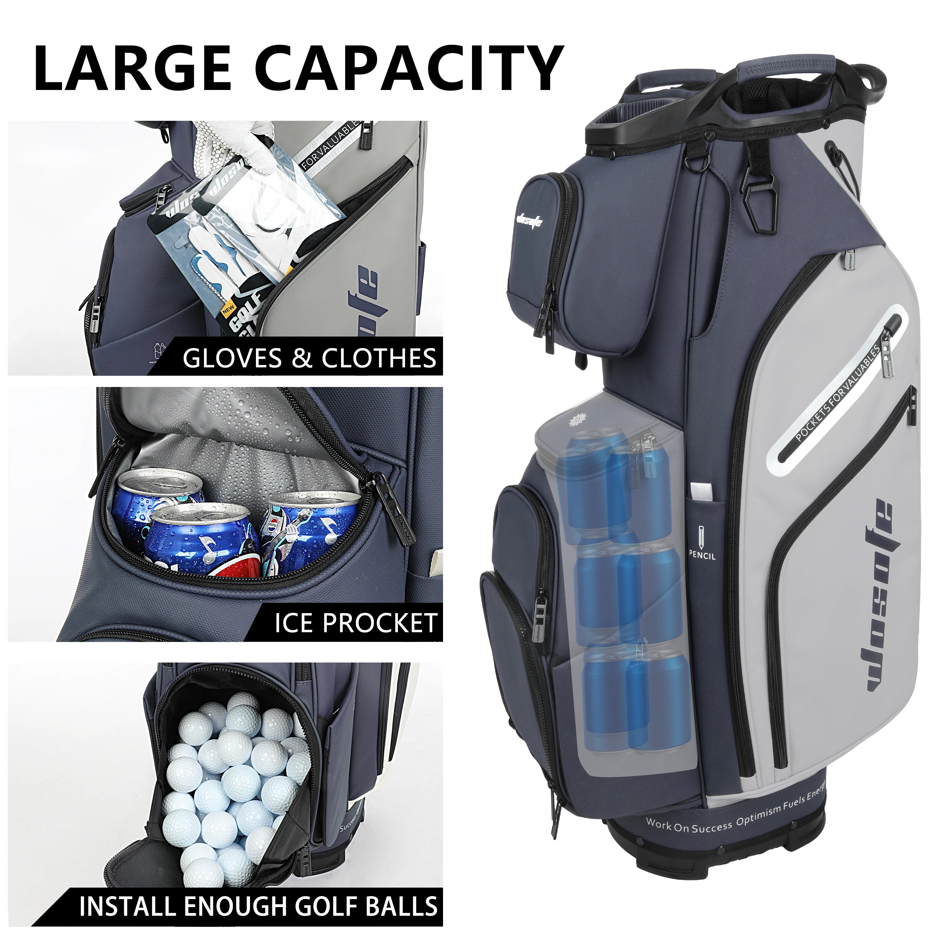 PU Leather Lightweight Men Women Blue White Black Green Golf Bag,Multiple 10 Pockets