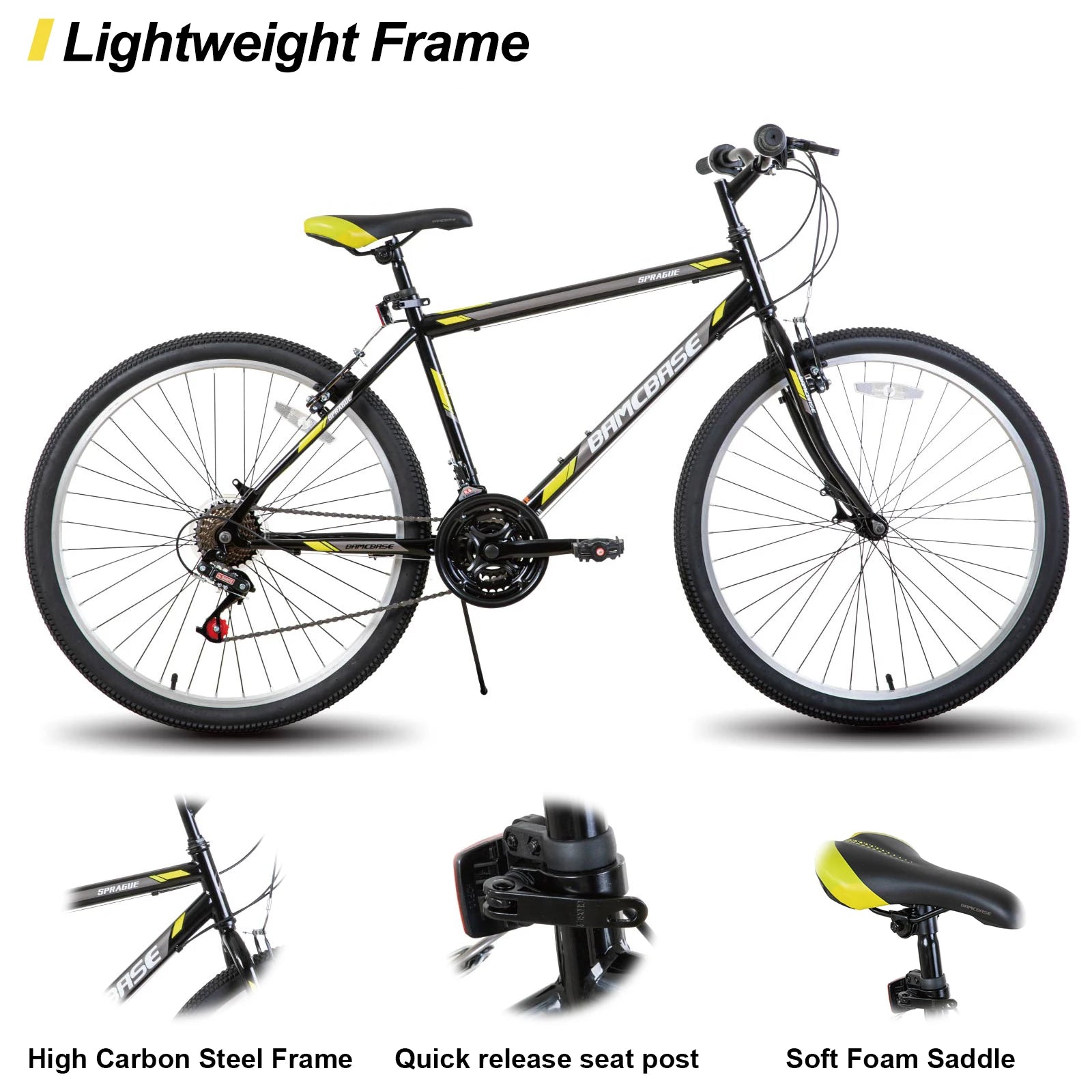 Hiland 24 26 inch Mountain Bike for Men Women, 21 Speeds