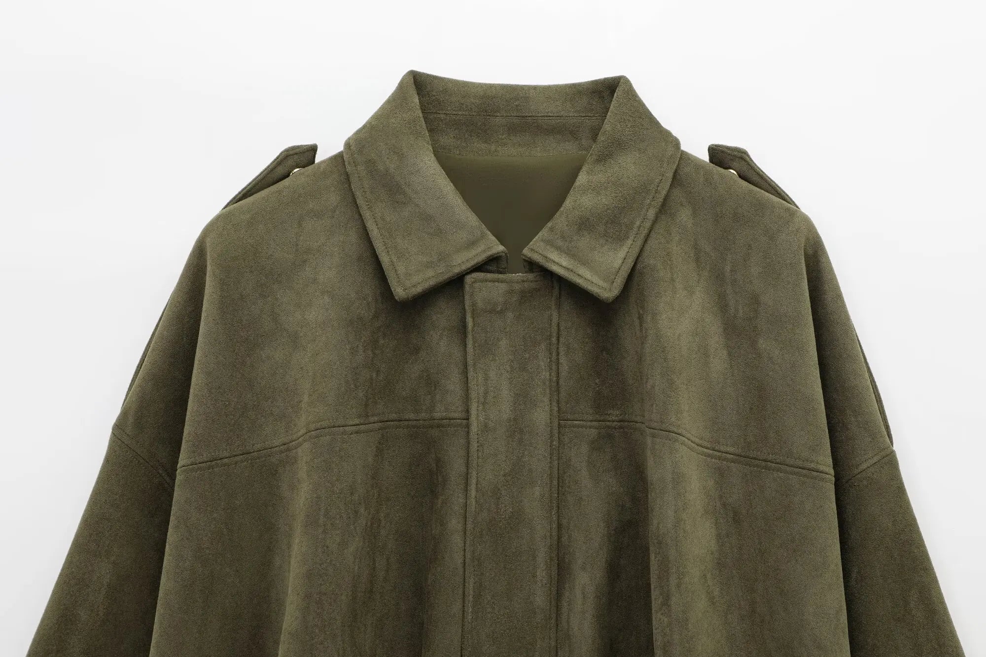Women Brown Green Suede Jacket Loose Casual Bomber Coat Lapel Zipper Long Sleeve Jackets Vintage Lady Motorcycle Outwears