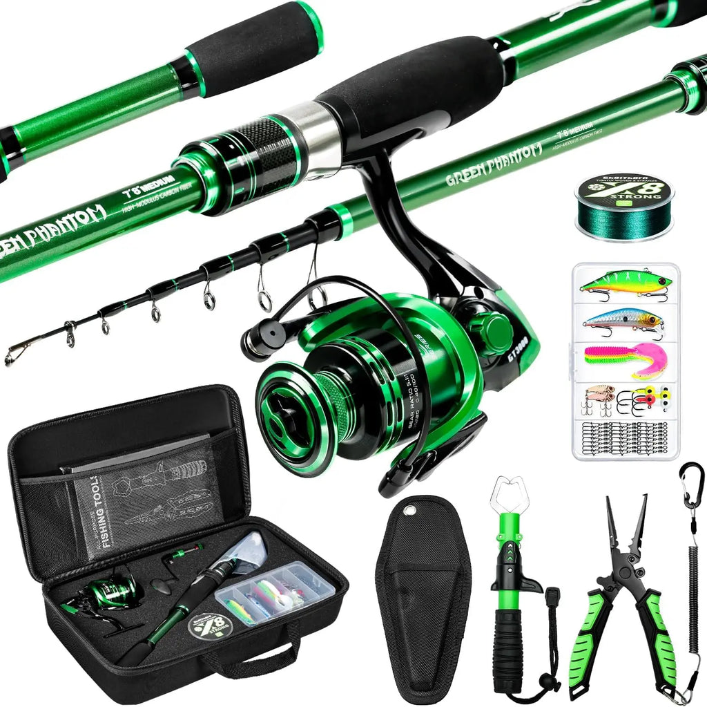 Fishing Rod and Reel Combo, Graphite Telescoping Carrier Bag
