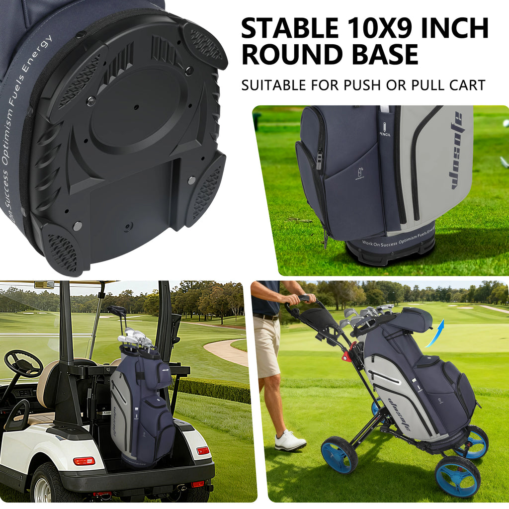 PU Leather Lightweight Men Women Blue White Black Green Golf Bag,Multiple 10 Pockets