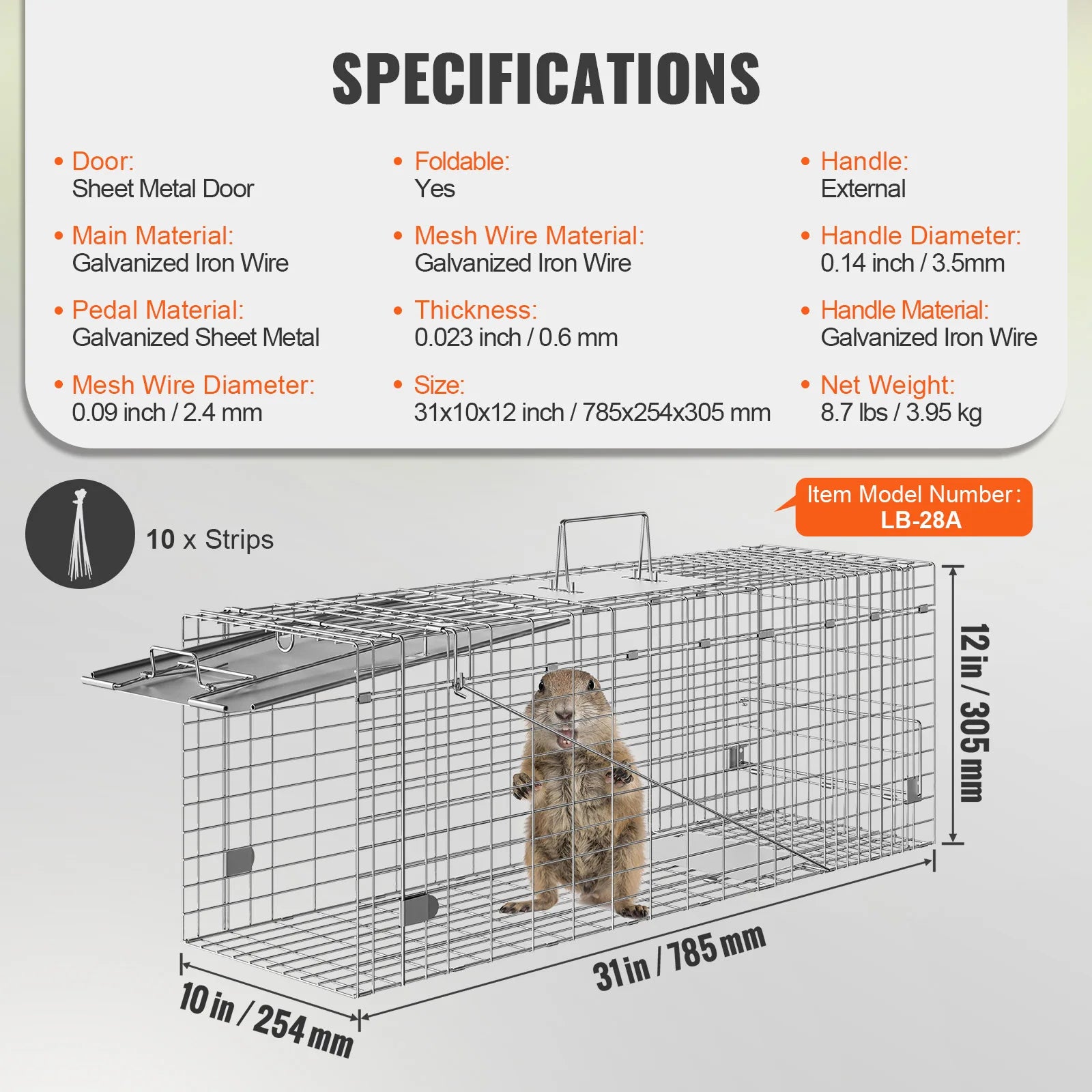 Trap Humane Cat Rodent Control Folding with Handle for Rabbits
