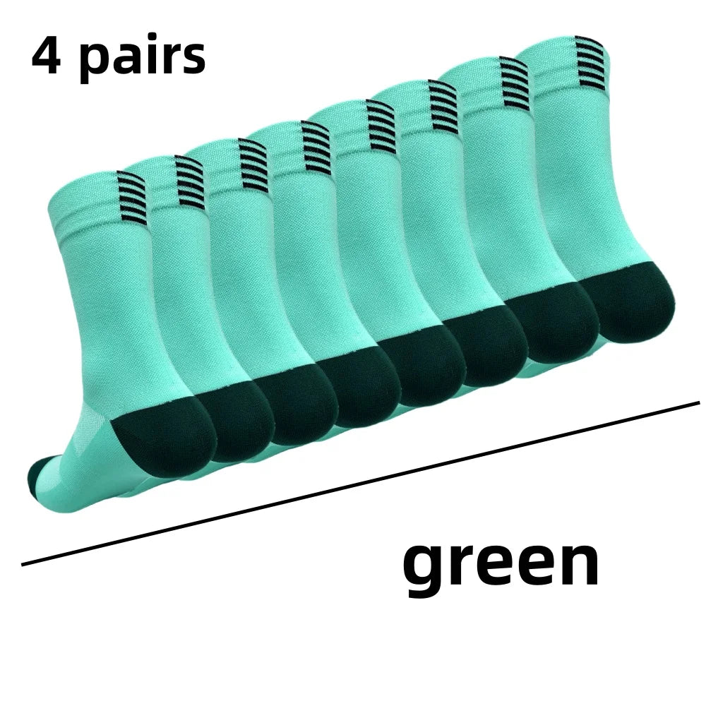 4 pairs Cycling Socks Running Quick Dry Medium Cylinder Men and Women Sports Fitness