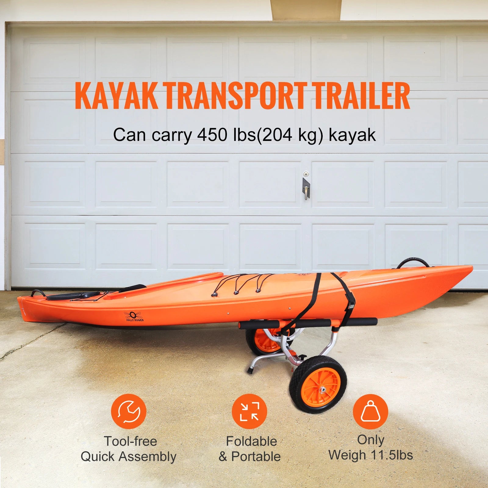 Kayak Cart 450lbs Detachable Canoe Trolley Cart