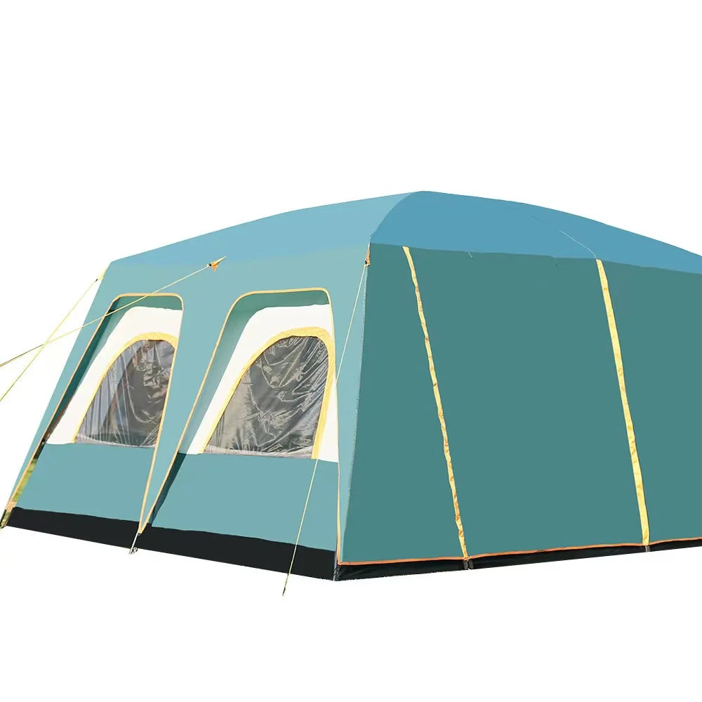 New Outdoor 8-12 People Double Rain And Sun Protection Two Rooms Tent