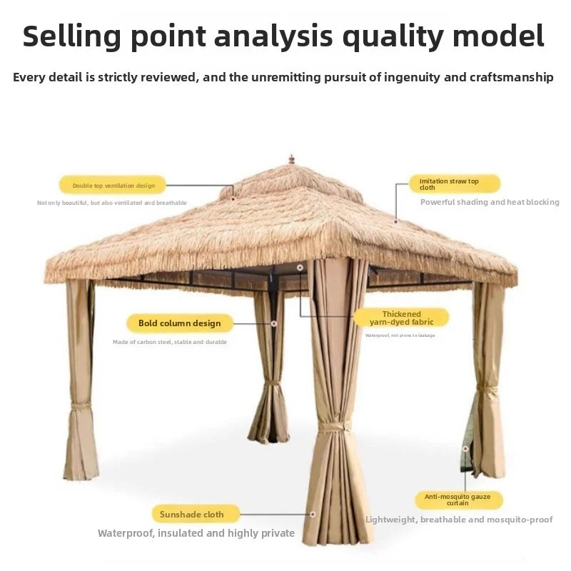 Outdoor Sunshades: Tent Umbrellas, Leisure Straw Outdoor Pavilions