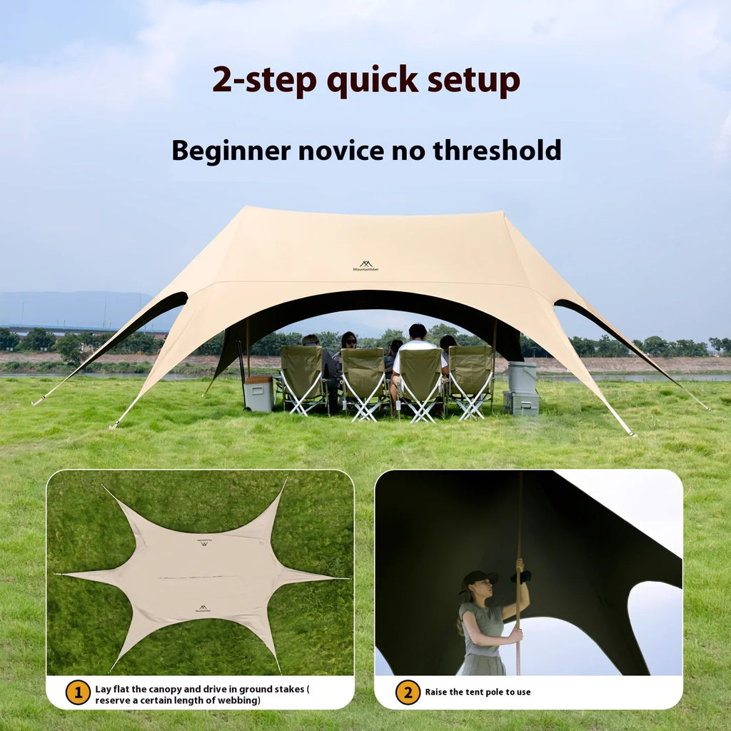 Outdoor sunshade umbrella. Suitable for outdoor recreational activities, camping, and patios.