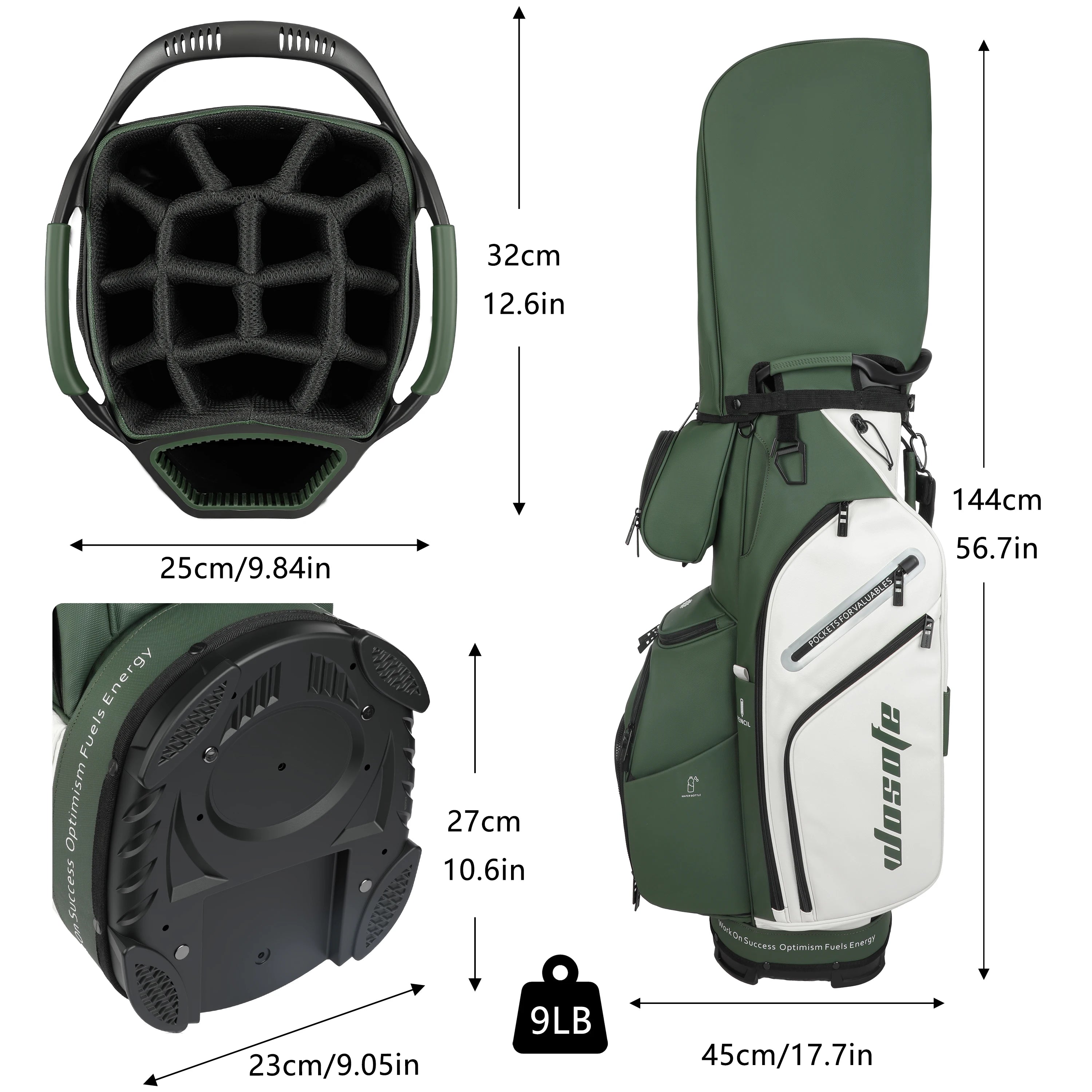 PU Leather Lightweight Men Women Blue White Black Green Golf Bag,Multiple 10 Pockets