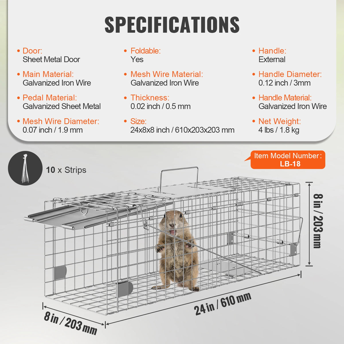Trap Humane Cat Rodent Control Folding with Handle for Rabbits