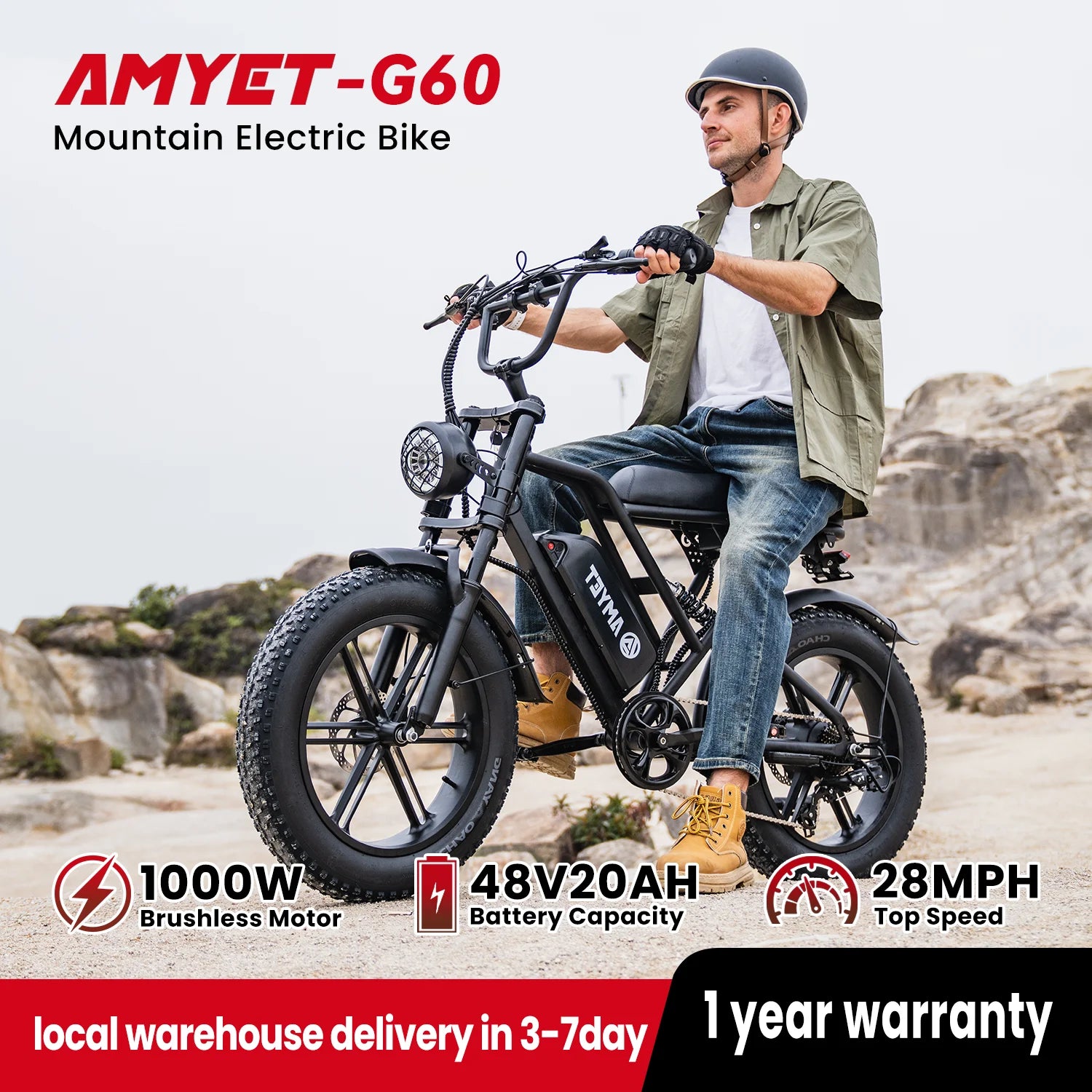 Adults Electric Bike 1000W Motor Bicycle 48V 20AH 20“ Tire