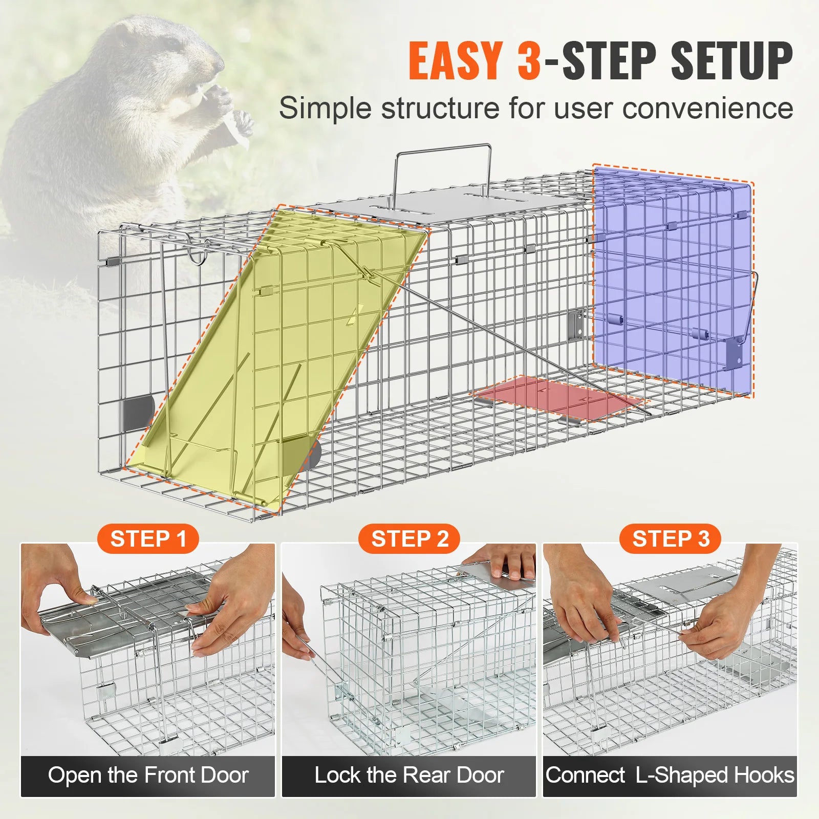 Trap Humane Cat Rodent Control Folding with Handle for Rabbits