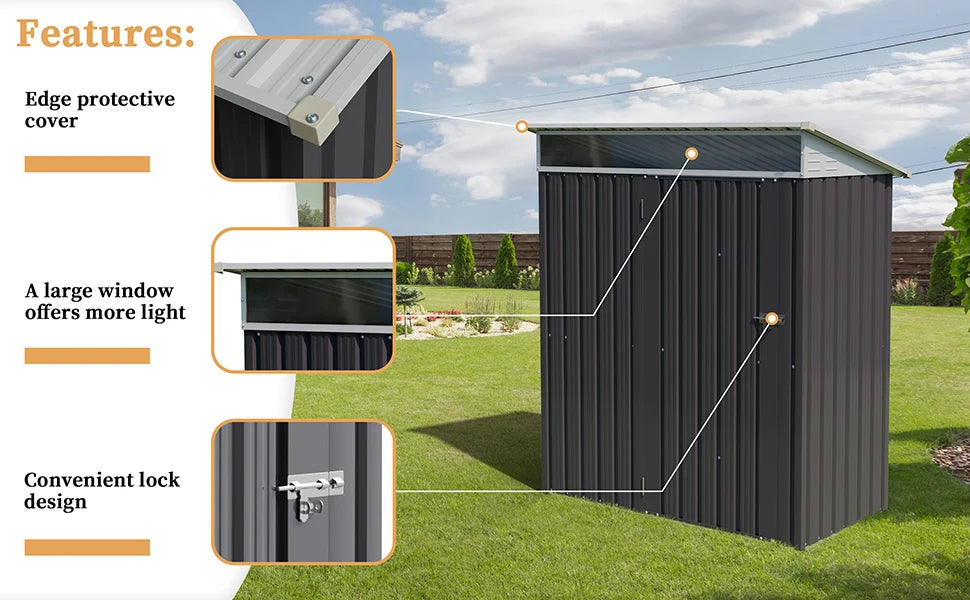 Garden Sheds Outdoor Storage Tool House Backyard Waterproof Easy Assembly