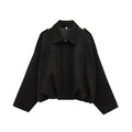 Women Brown Green Suede Jacket Loose Casual Bomber Coat Lapel Zipper Long Sleeve Jackets Vintage Lady Motorcycle Outwears