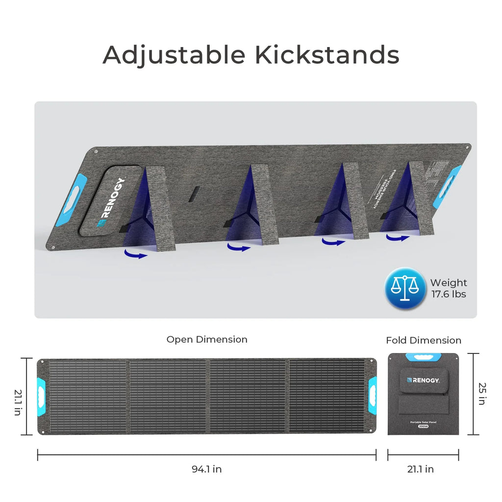 200W Portable Solar Panel, IP65 Waterproof  Solar Charger for Power Station RV Camping