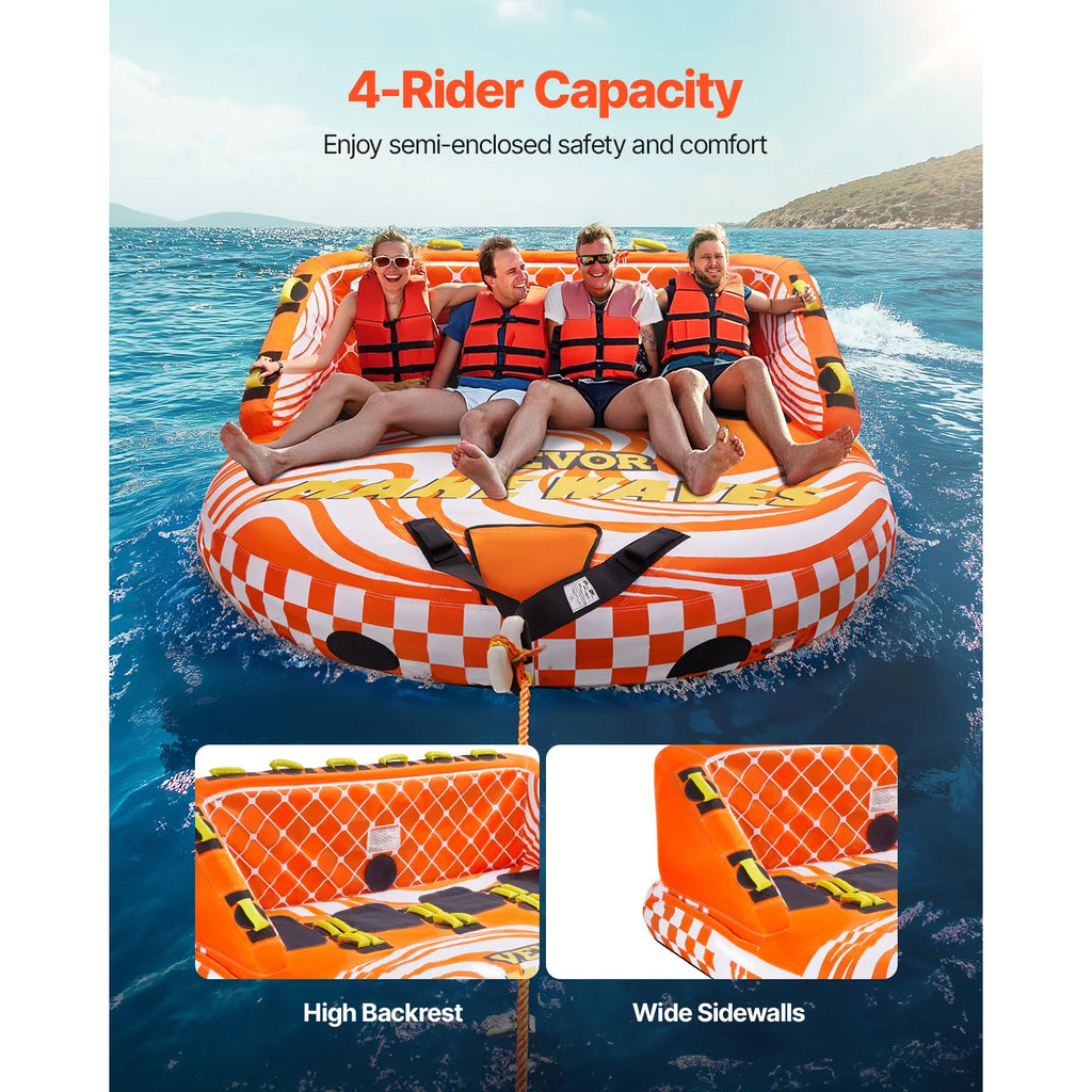 Towable Tube for Boating 1-4 Riders