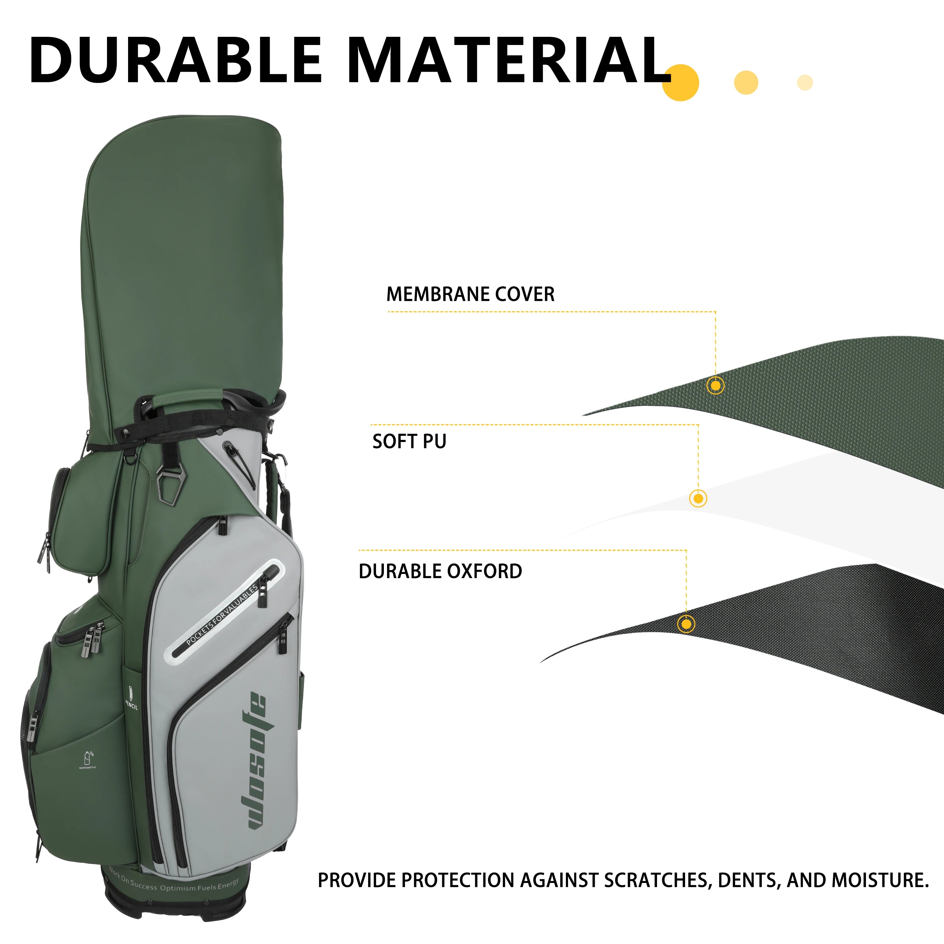 PU Leather Lightweight Men Women Blue White Black Green Golf Bag,Multiple 10 Pockets