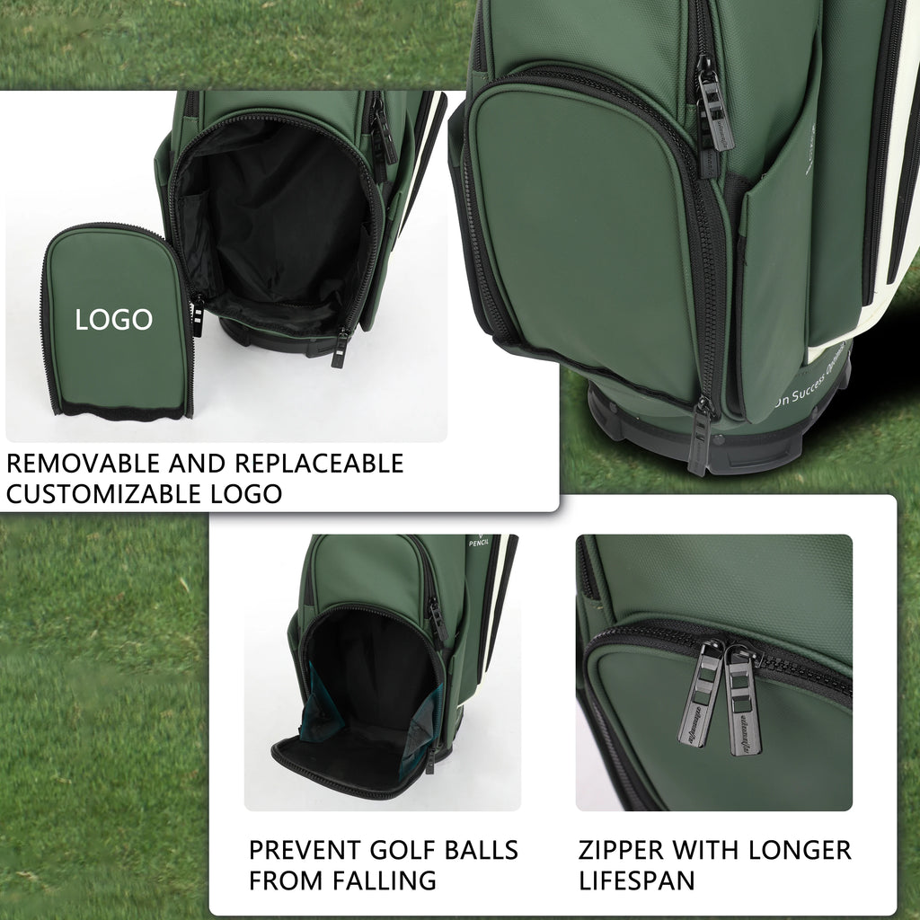 PU Leather Lightweight Men Women Blue White Black Green Golf Bag,Multiple 10 Pockets