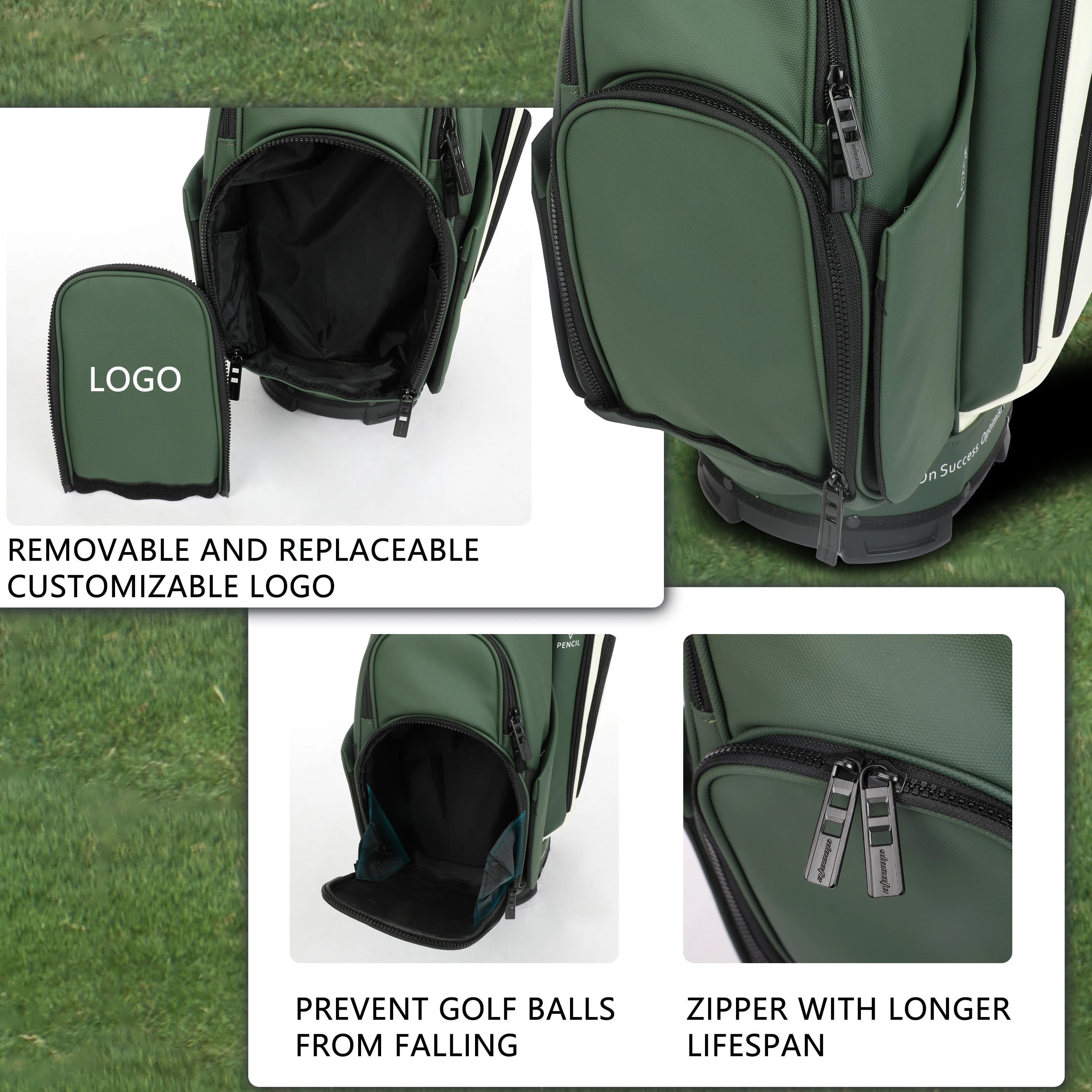PU Leather Lightweight Men Women Blue White Black Green Golf Bag,Multiple 10 Pockets