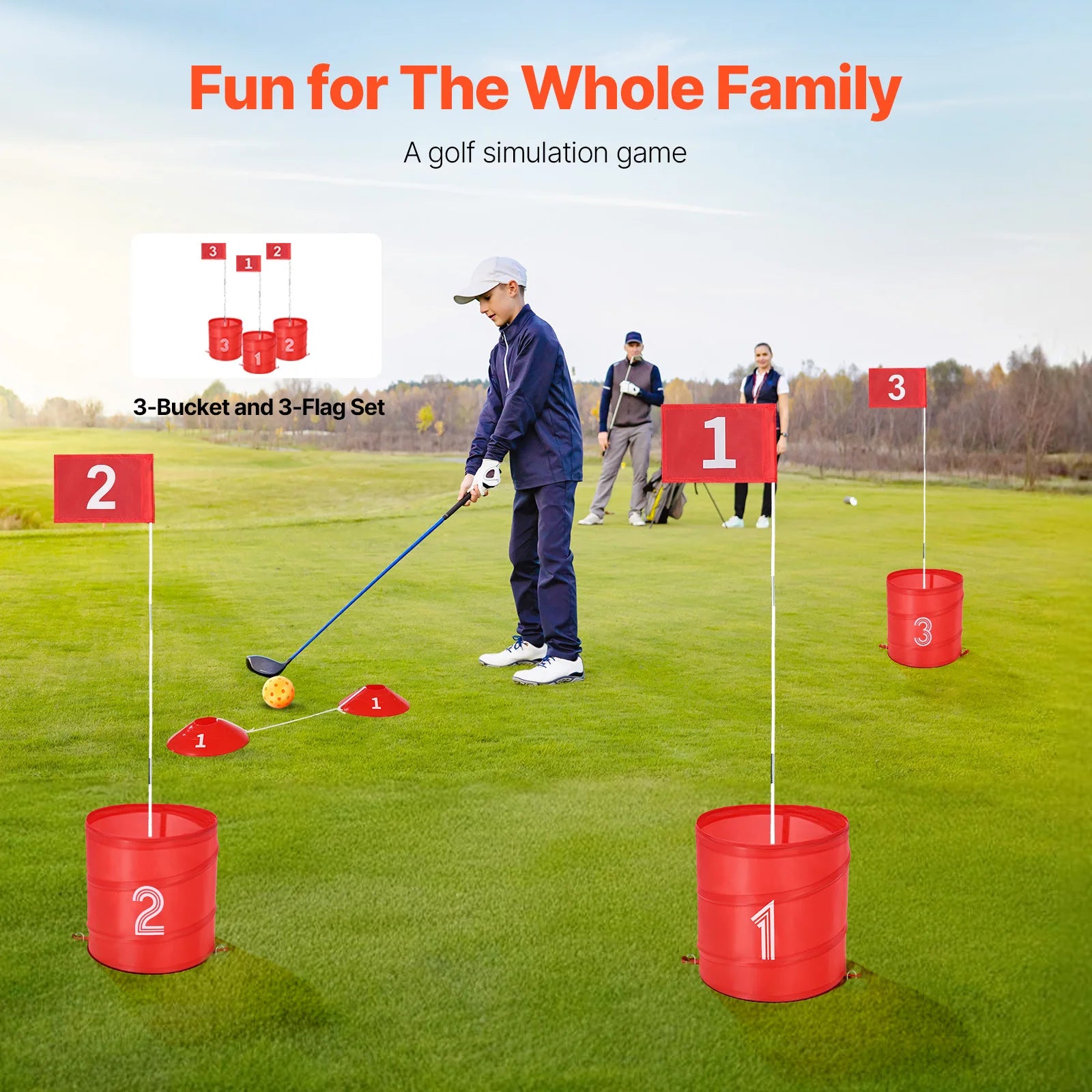 SucceBuy 3/6/9 Hole Kids Backyard Golf Games for Family Outdoor Sports Toys
