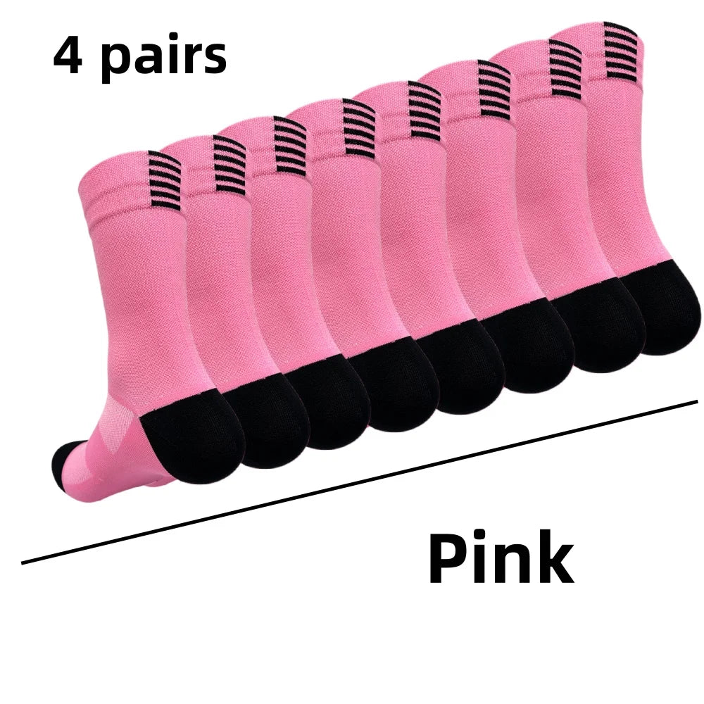 4 pairs Cycling Socks Running Quick Dry Medium Cylinder Men and Women Sports Fitness