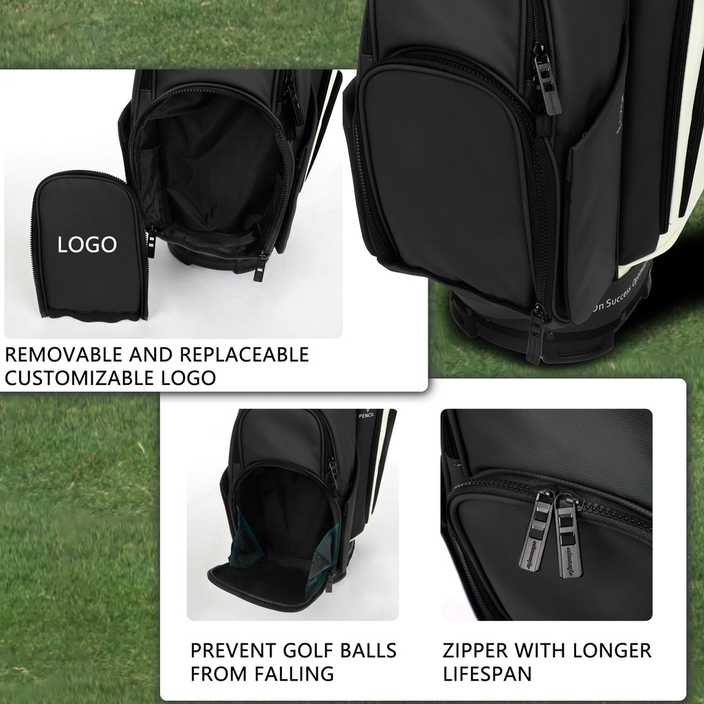 PU Leather Lightweight Men Women Blue White Black Green Golf Bag,Multiple 10 Pockets