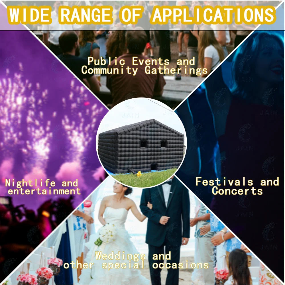 Stock!20FT Large Black Inflatable Nightclub Party Tent with Blower Inflatable Portable Disco Tent Air Tent for Wedding Birthday