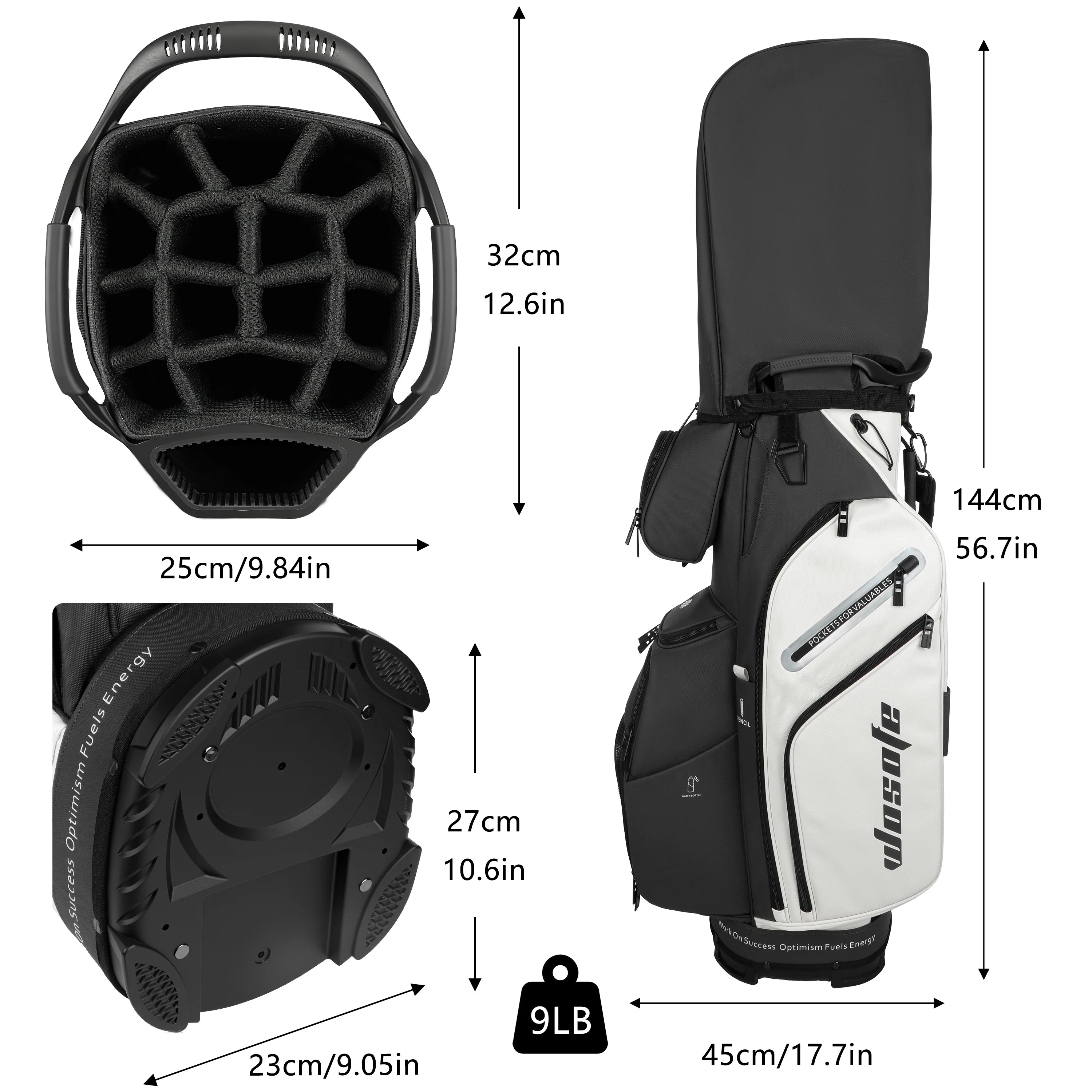 PU Leather Lightweight Men Women Blue White Black Green Golf Bag,Multiple 10 Pockets