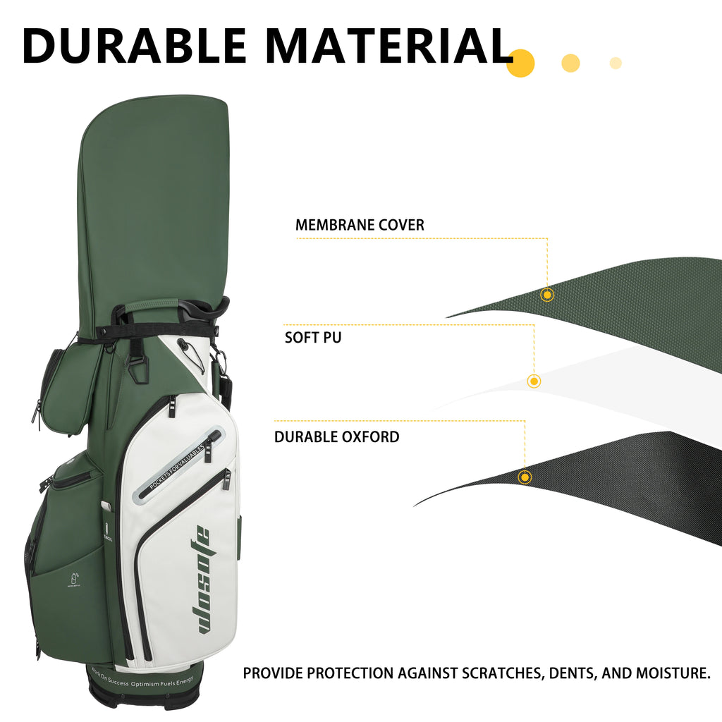 PU Leather Lightweight Men Women Blue White Black Green Golf Bag,Multiple 10 Pockets