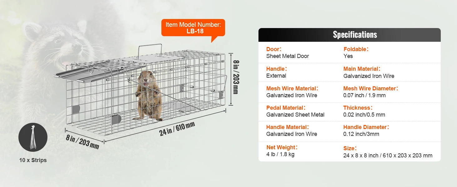 Trap Humane Cat Rodent Control Folding with Handle for Rabbits