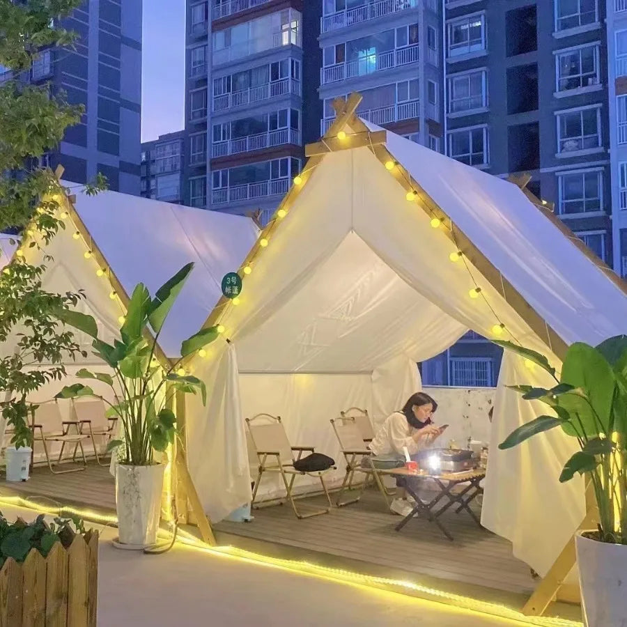 Outdoor Camping One Bedroom Use Waterproof Rainproof Canvas Dining Scenic Areas