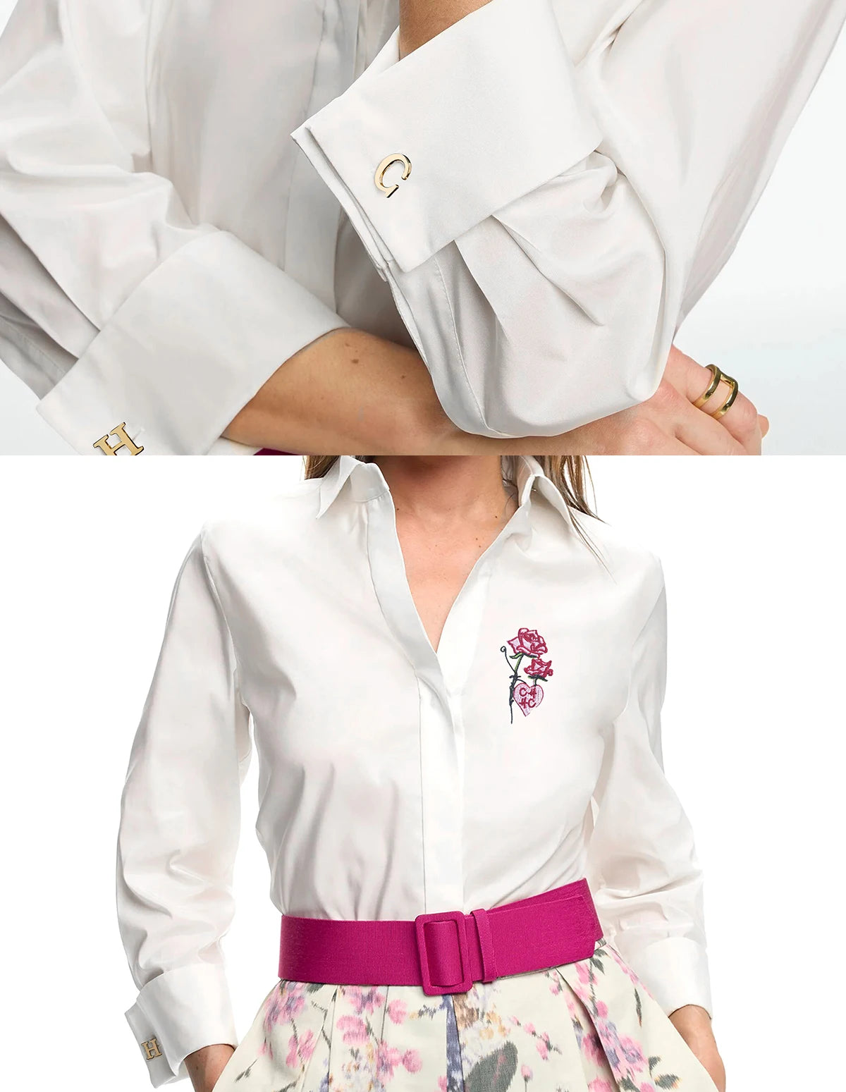 Women's Temperament Embroidery Lapel Tops single-breasted  Long Sleeve Shirt Summer Casual Tops