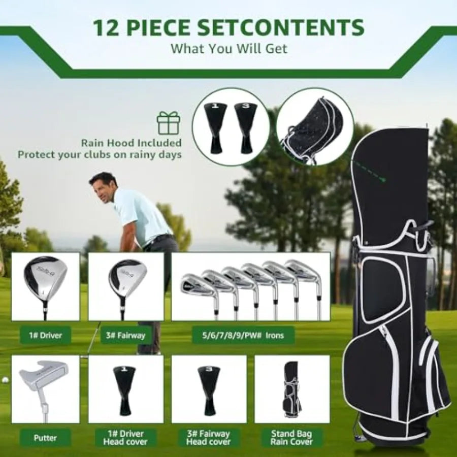 Golf Clubs Set  Golf Clubs Full Set Right Handed Includes Stand Bag with Rain Hood 1Driver 3Wood 56789PW I