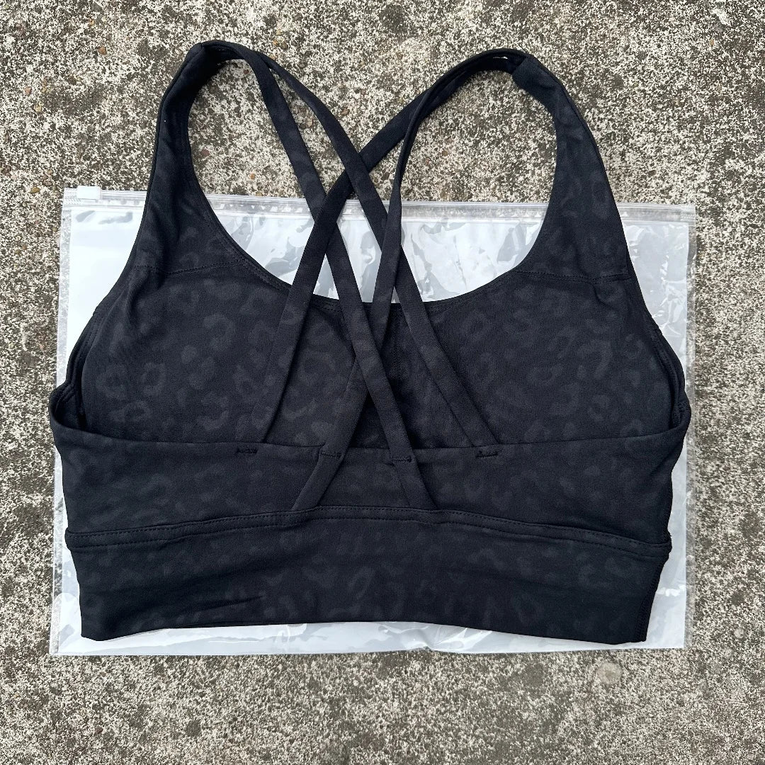Solid Color Women Cross back Fitness sport Bra High strength Tight Top