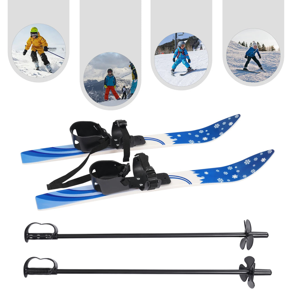 Blue ABS Ski Set,Kids Skis and Poles,